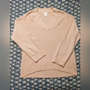 H&M Wool Blend Fuzzy Pink V-Neck Sweater sz M